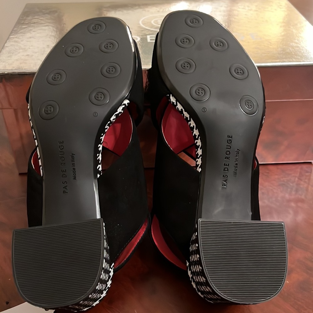 NWB Pas De Rouge Women's Fleur 2824 In Black Suede/Embossed Leather Size 37 - Picture 12 of 12